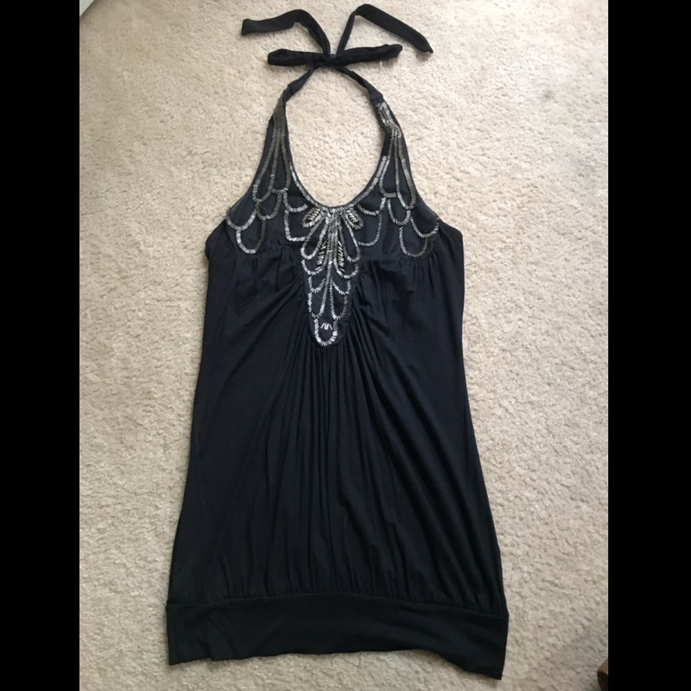 Fun Black Halter-Top with Beading